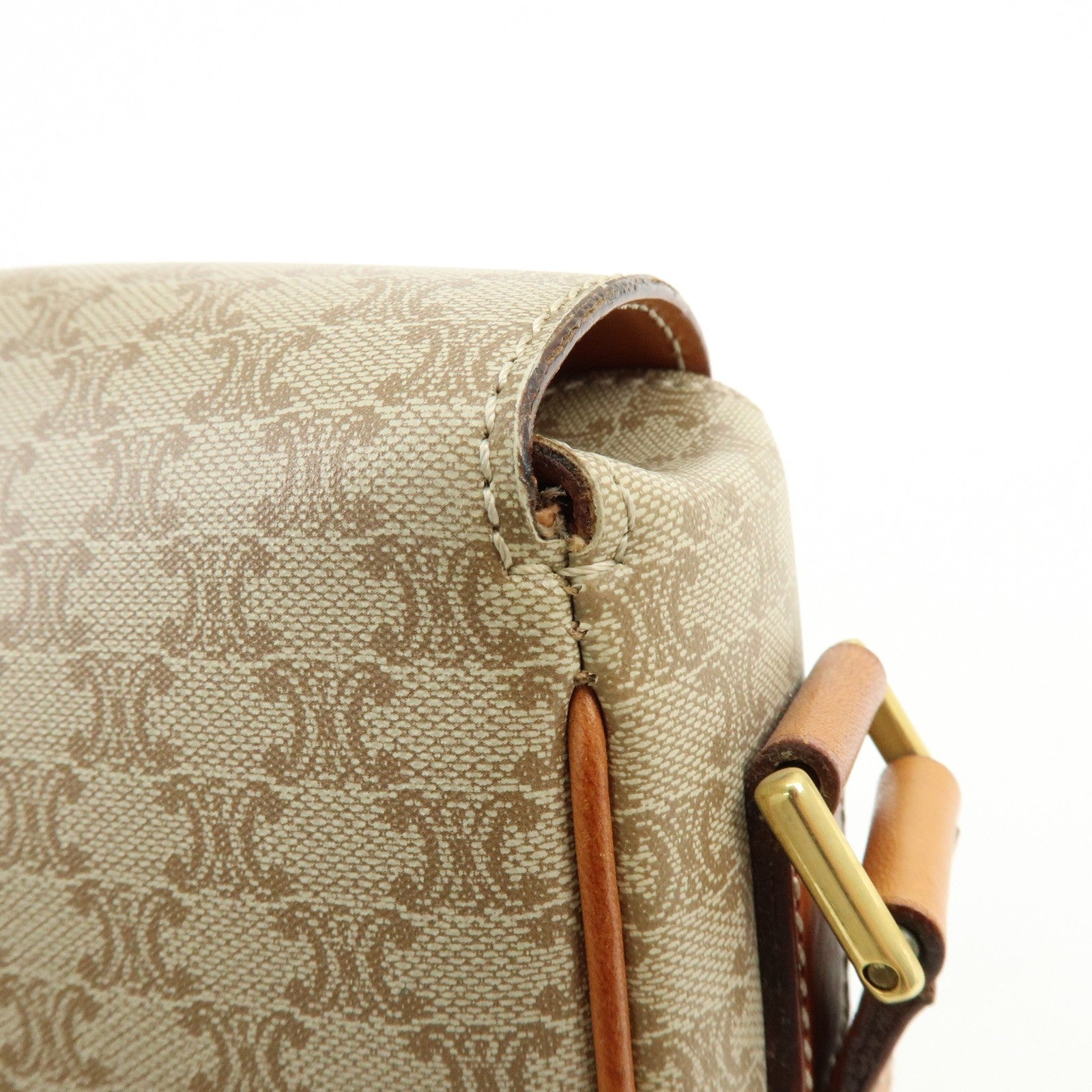 Celine Macadam Shoulder Bag - Beige, PVC Leather 