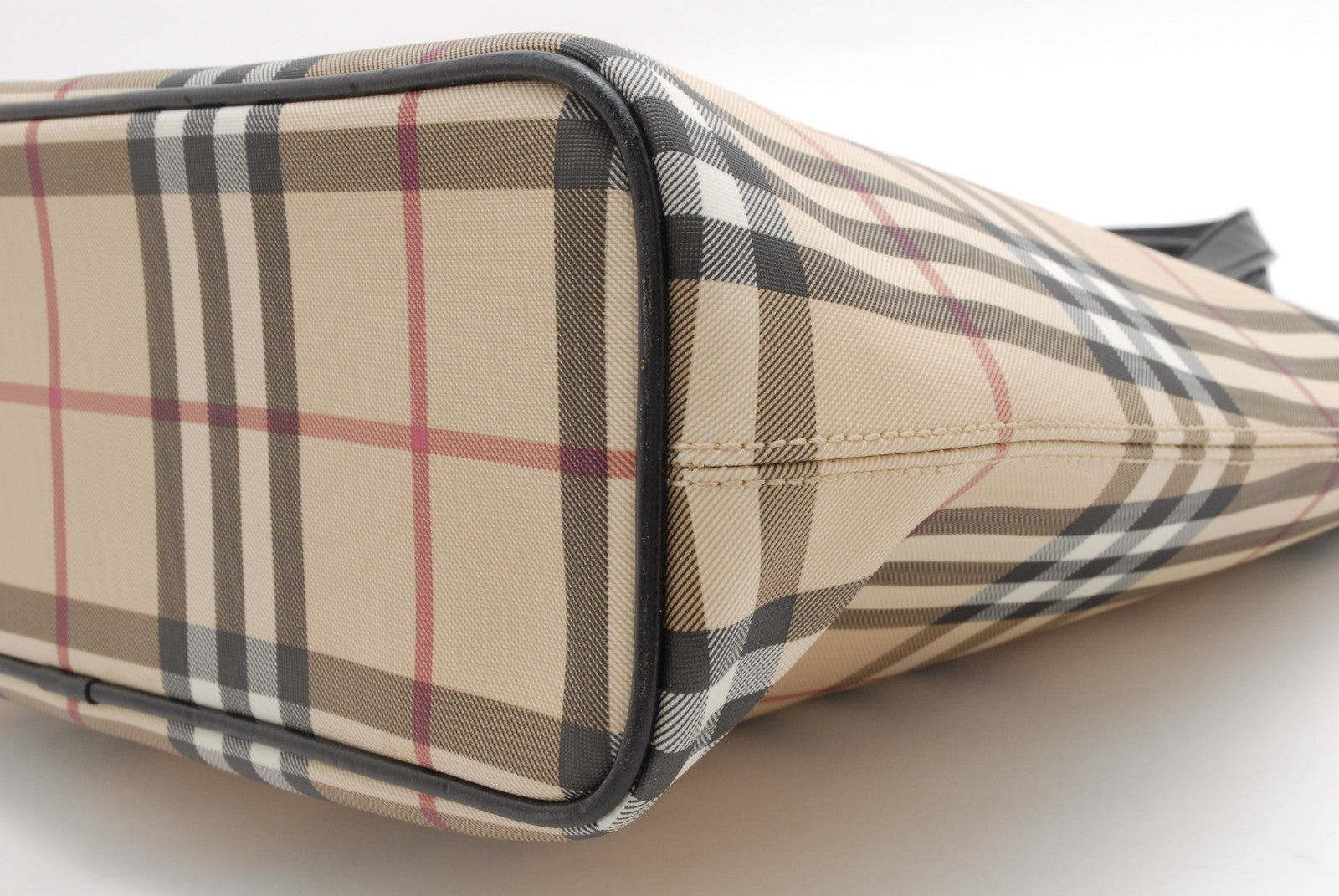 Burberry Nova Check Tote Bag - Black Beige, PVC Leather