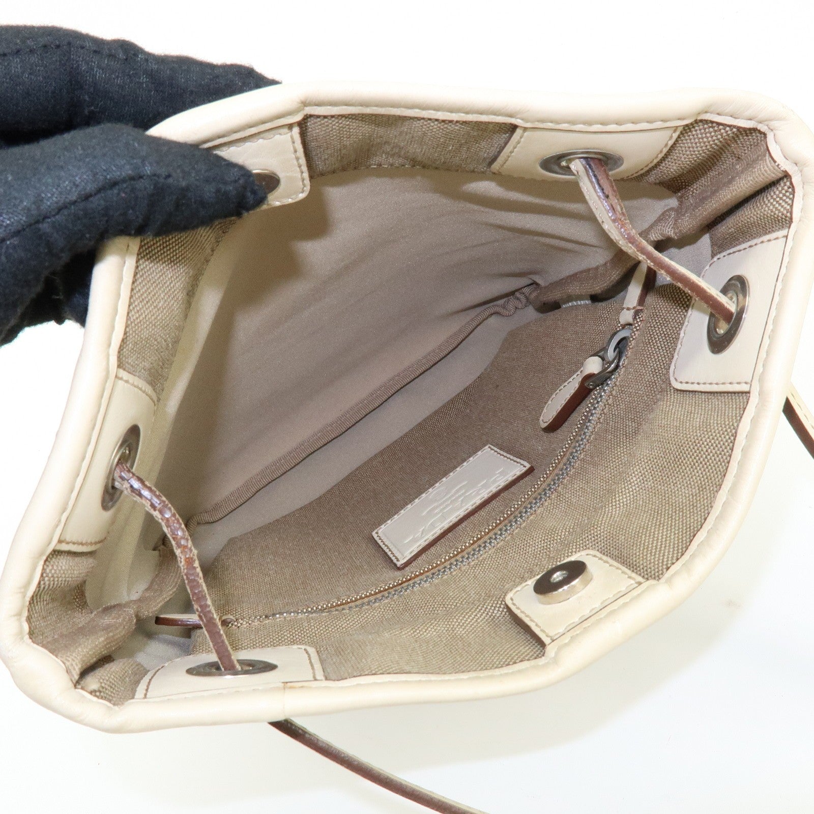 Prada Logo Jacquard Shoulder Bag - Beige, Leather