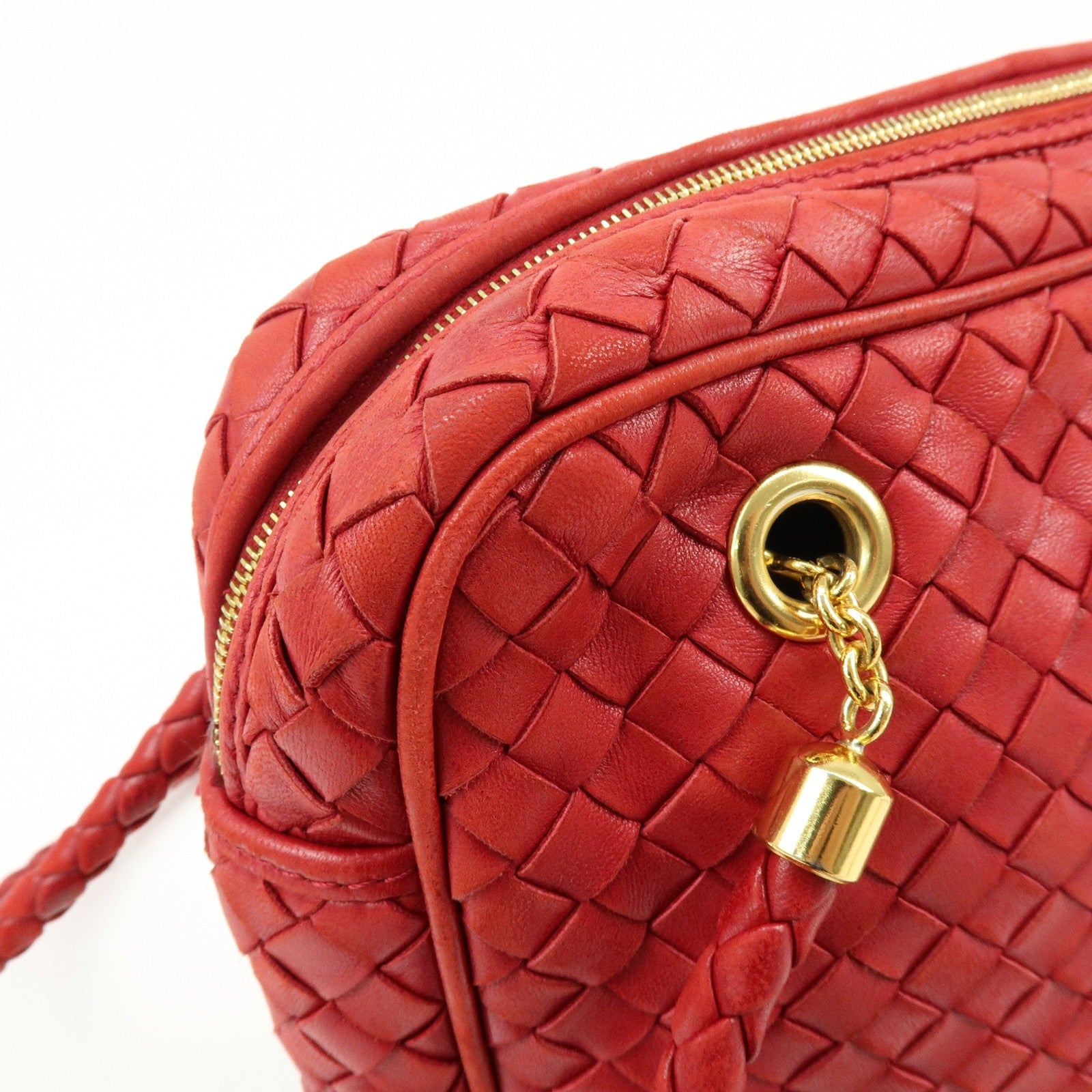 Bottega Veneta Intrecciato Shoulder Bag - Red, Leather