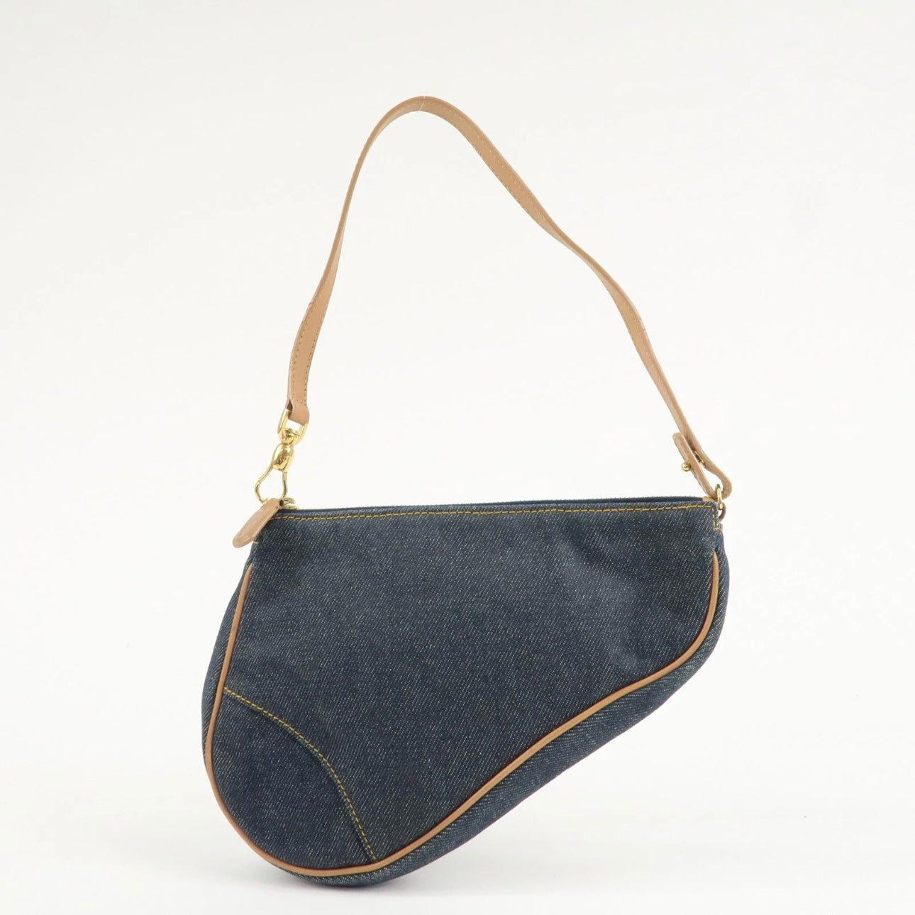 Christian Dior Saddle Pouch Denim Leather Hand Bag Shoulder Bag Indigo