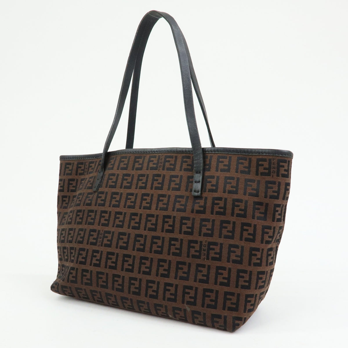 Fendi 8BH075 Tote Bag - Brown, Black, Jacquard Canvas, Leather