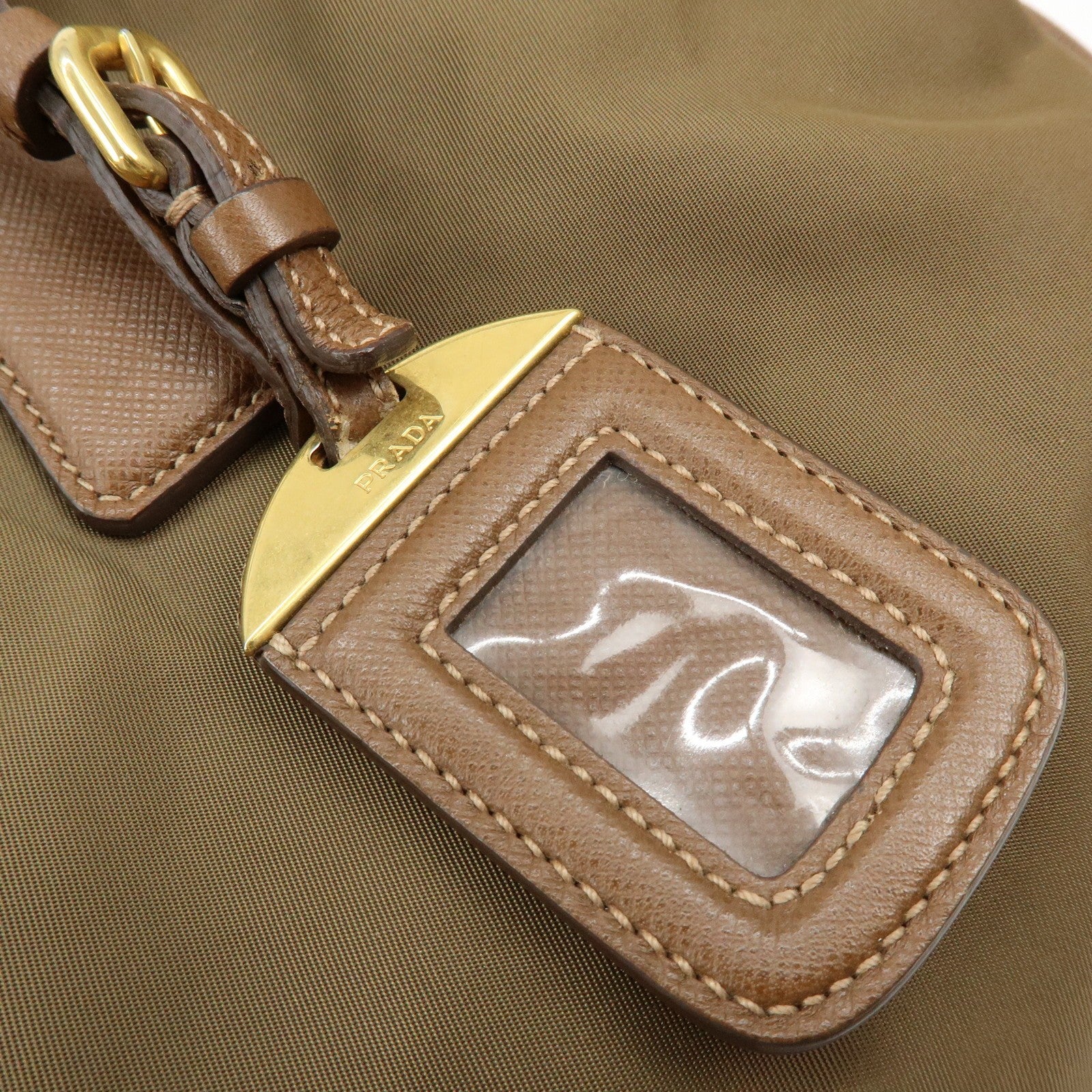 Prada Triangle Logo 2Way Bag - Khaki Brown, Nylon Saffiano Leather