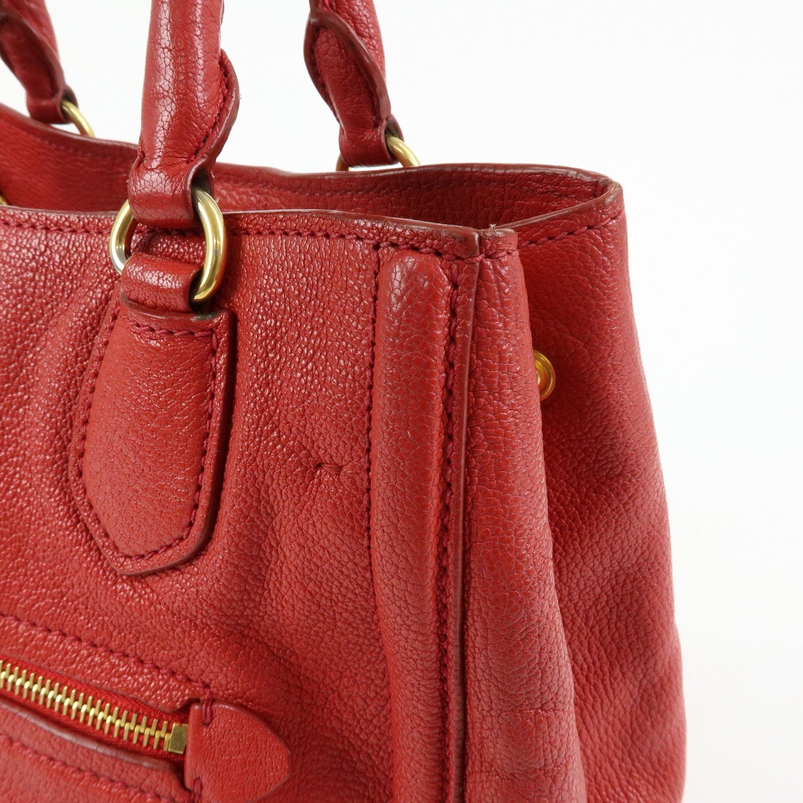 Miu Miu Madras 2Way Handbag - Red, Leather 