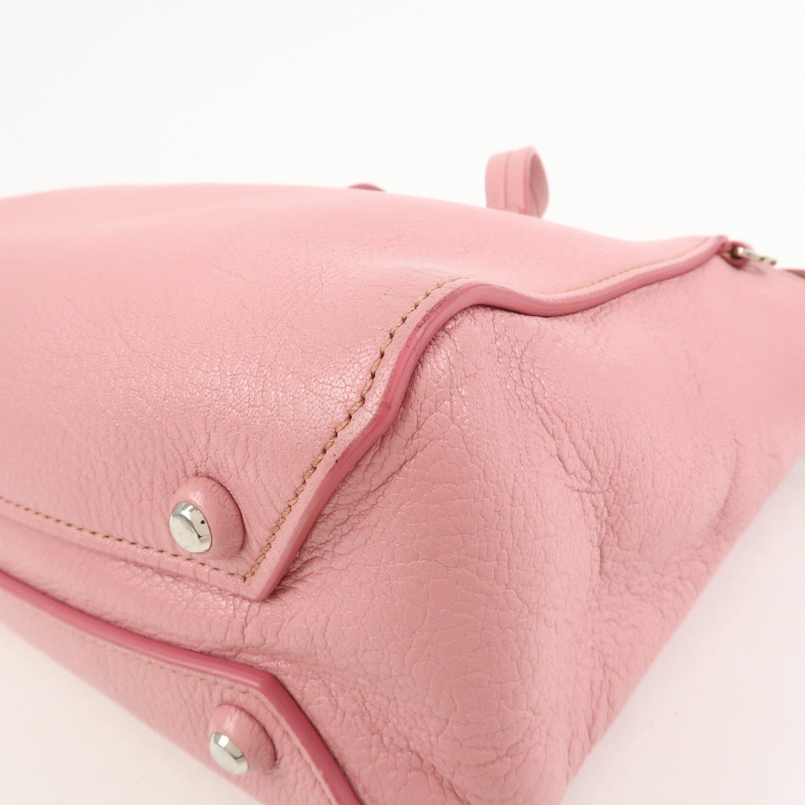 Miu Miu Logo Madras Hand Bag - Pink, Leather 