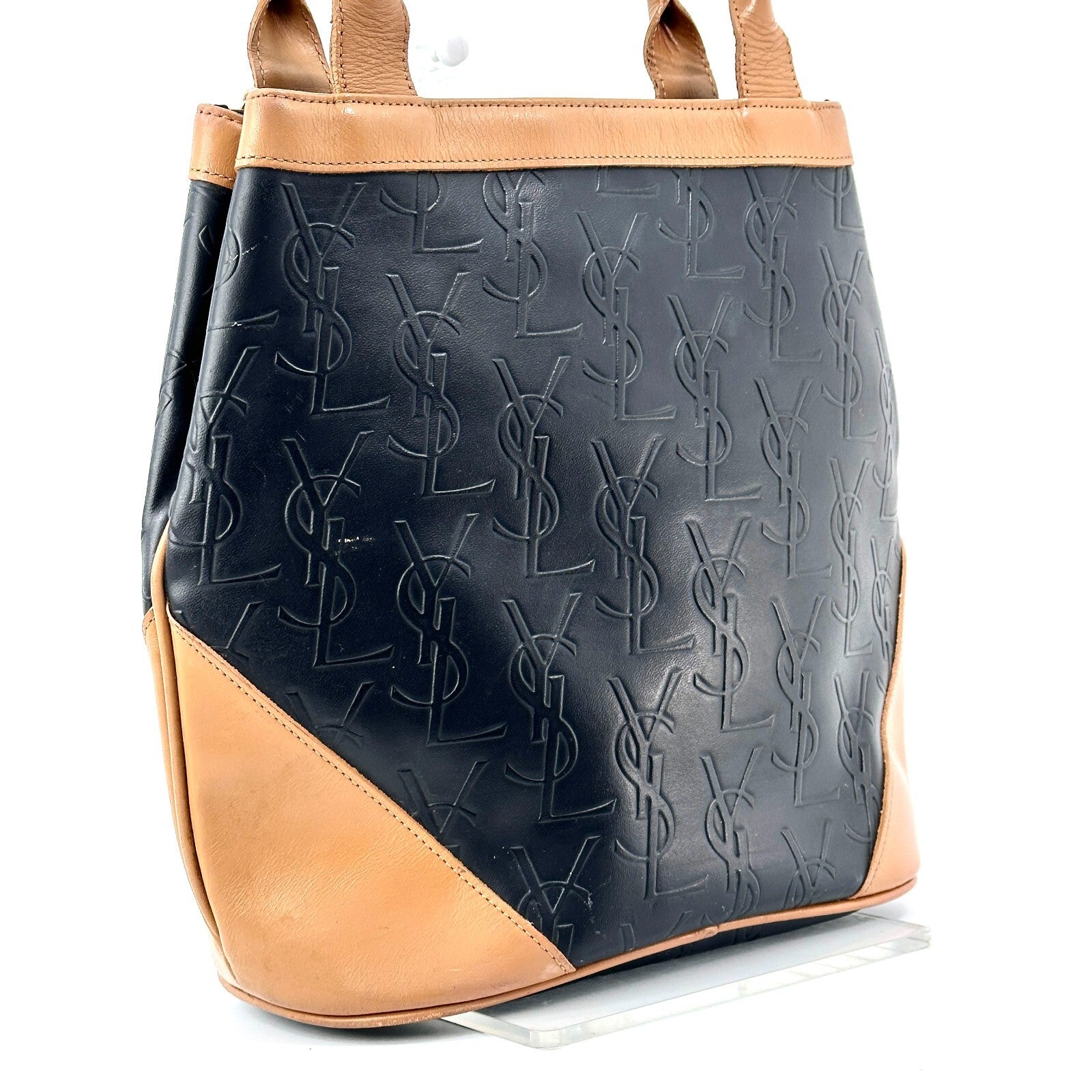 Yves Saint Laurent YSL logo tote bag Shoulder Bag - Black, Leather