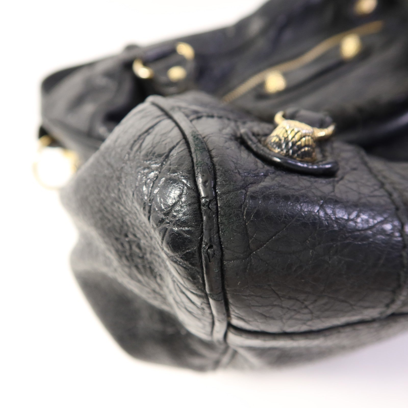 Balenciaga GHW Giant Velo 2 Way Shoulder Bag - Black, Calfskin Leather 