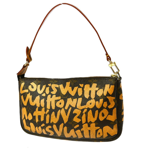 Louis Vuitton Pochette Accessoires Handbag - Khaki, Monogram Graffiti Canvas, Leather 