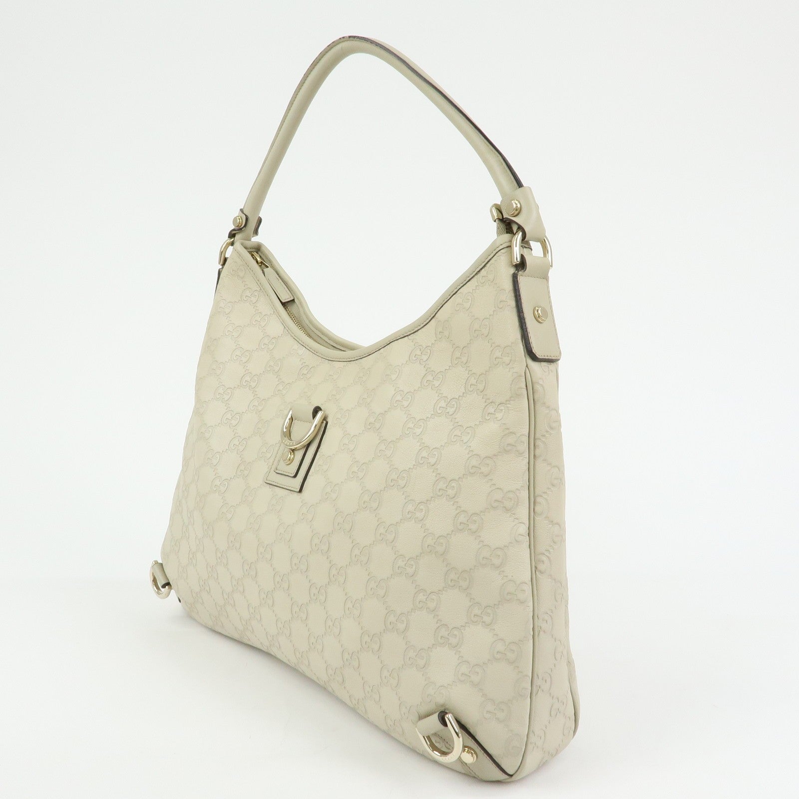 Gucci Abbey Guccissima Shoulder Bag - White, Leather 