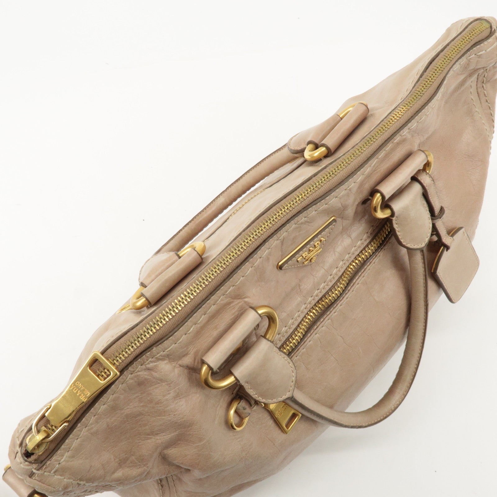 Prada Leather 2way Bag - Beige, Leather