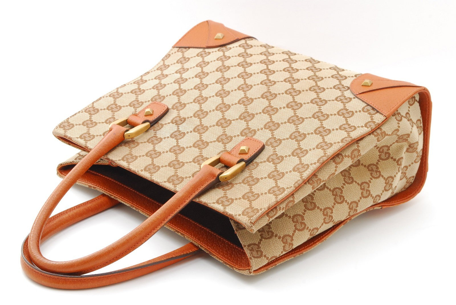 Gucci Vintage GG Tote Bag - Orange Brown, Canvas Leather