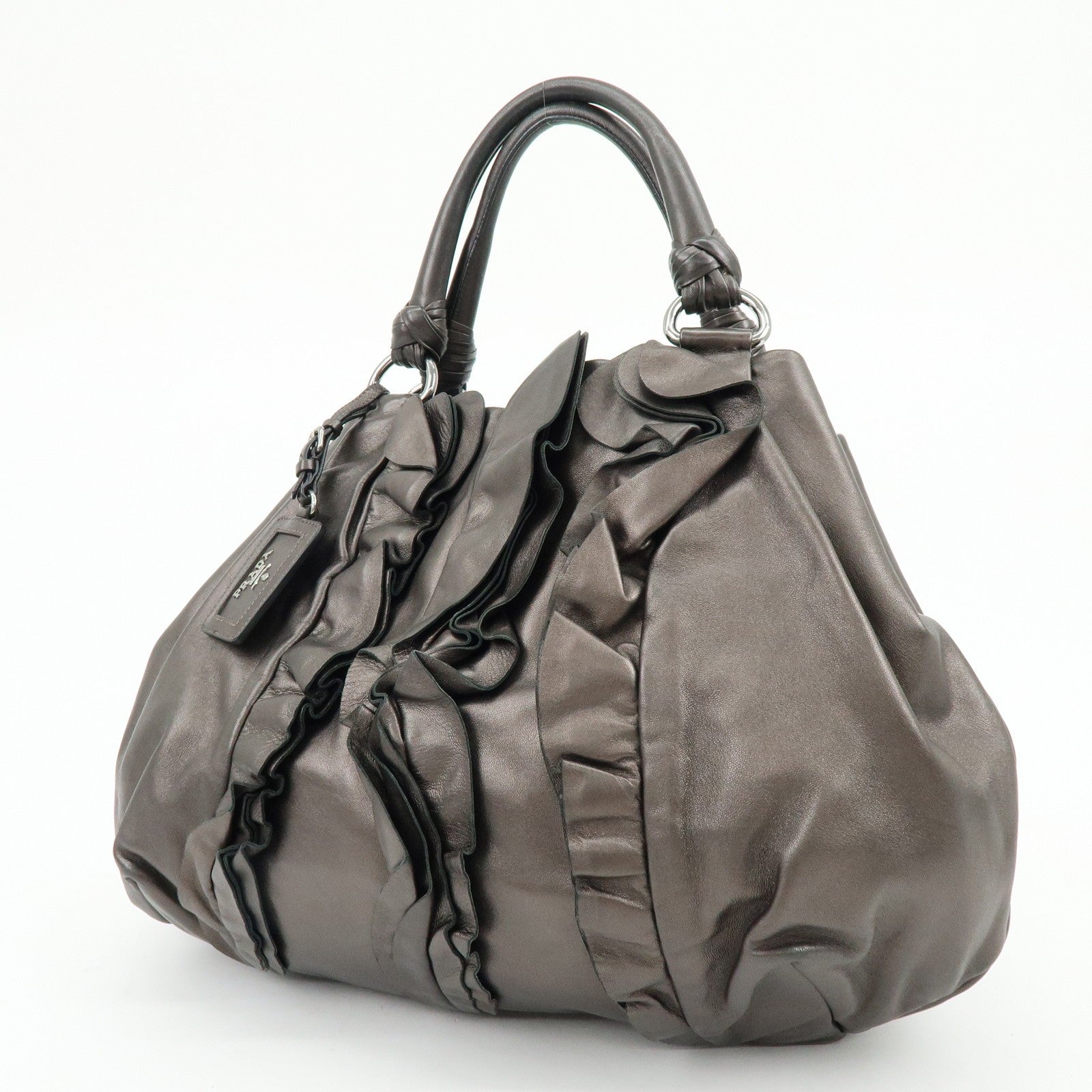 Prada Gathered Tote Bag - Brown, Nappa Leather
