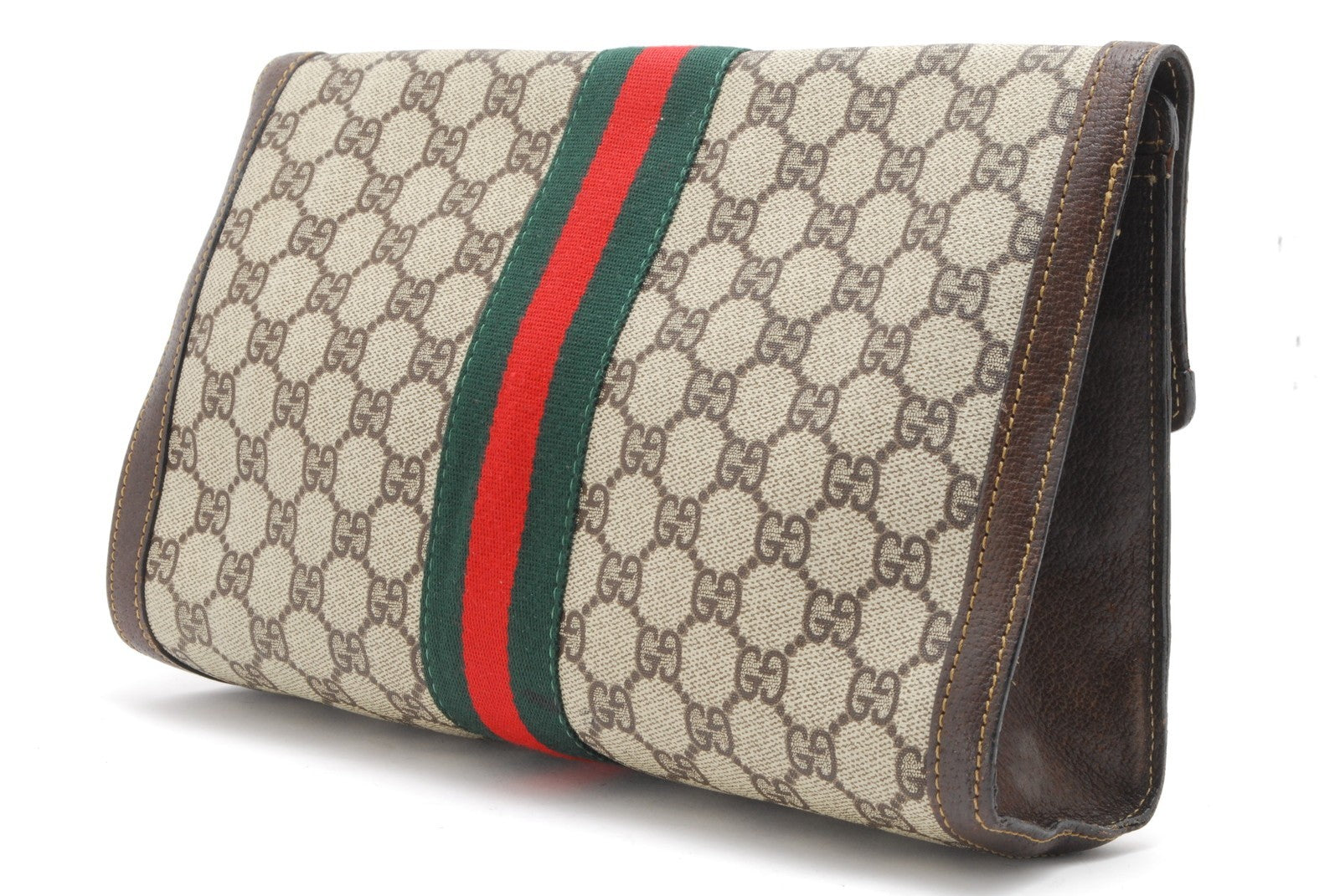 Gucci GG Supreme Web Clutch - Beige, PVC