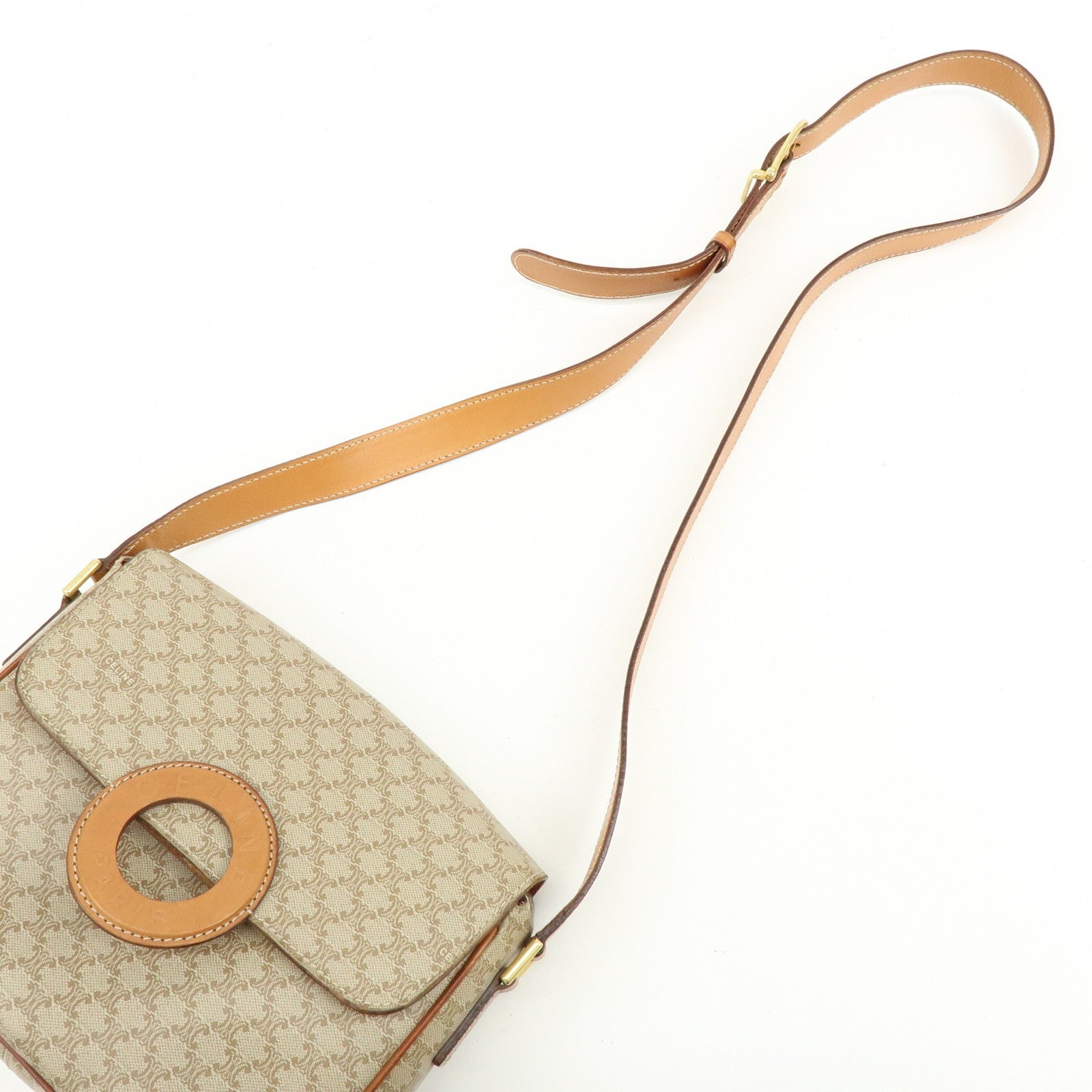 Celine Macadam Shoulder Bag - Beige, PVC Leather 