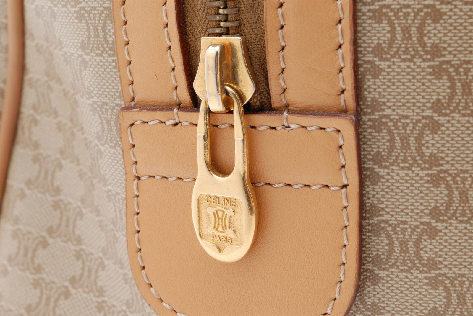 Celine Macadam Boston Bag - Beige, PVC Leather