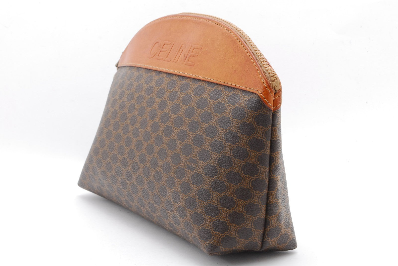 Celine C Charm Clutch Hand Bag - Beige Brown, PVC Leather