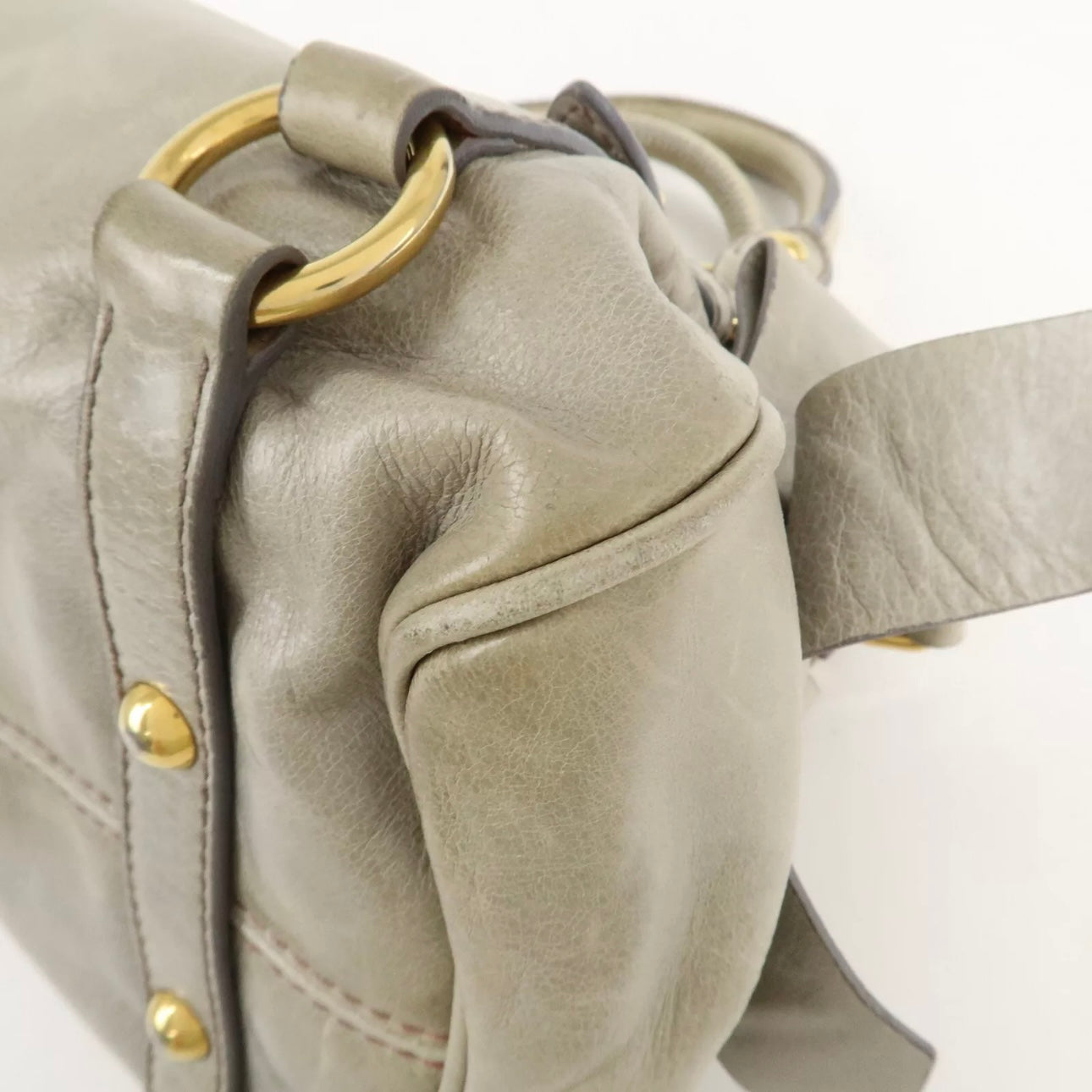 MIU MIU Leather Hand& Shoulder Bag Beige