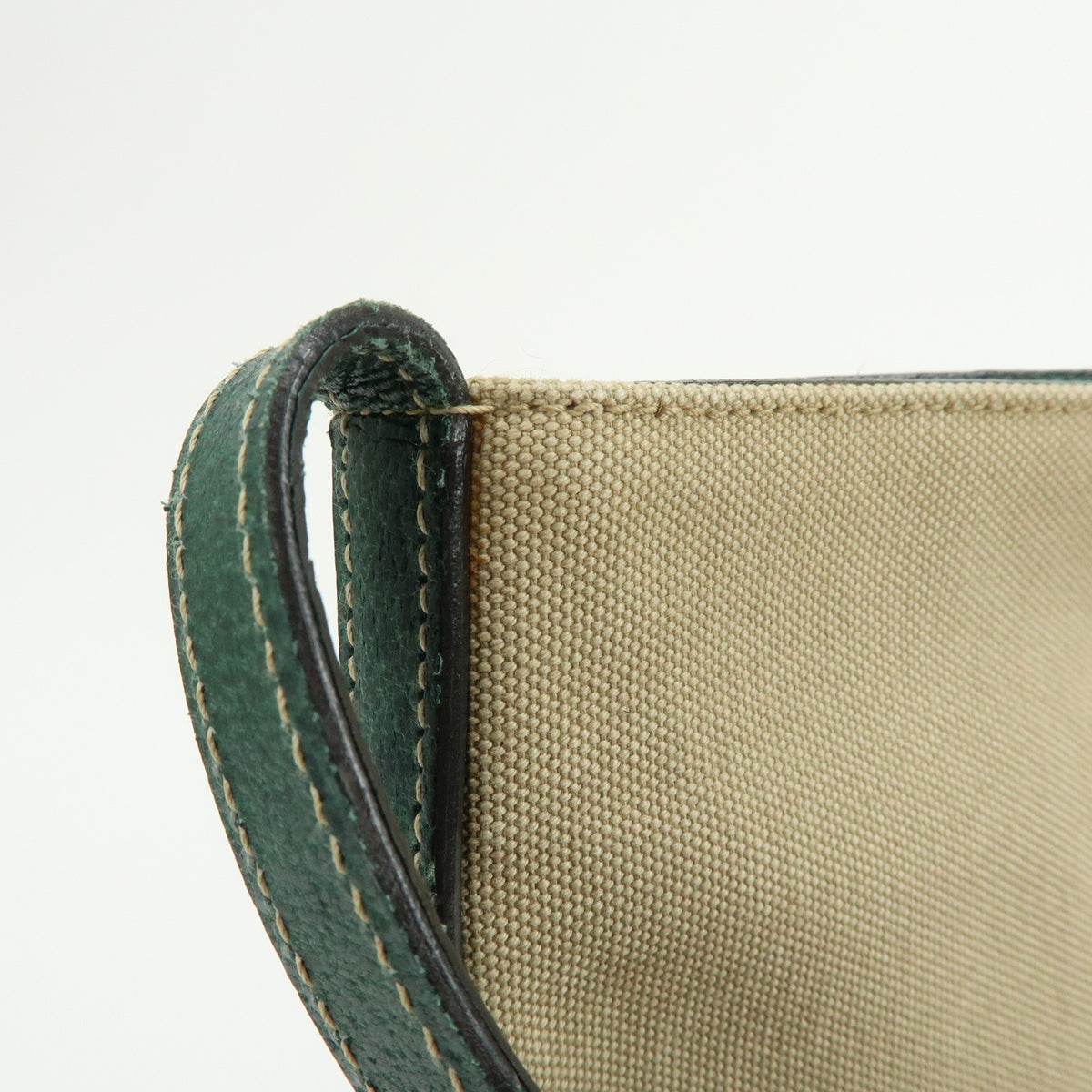 Prada Shoulder Bag - Beige, Green, Canvas, Leather