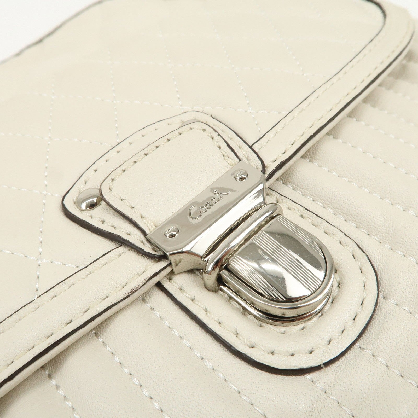 Coach Leather Chain Shoulder Bag - Ivory, Leather