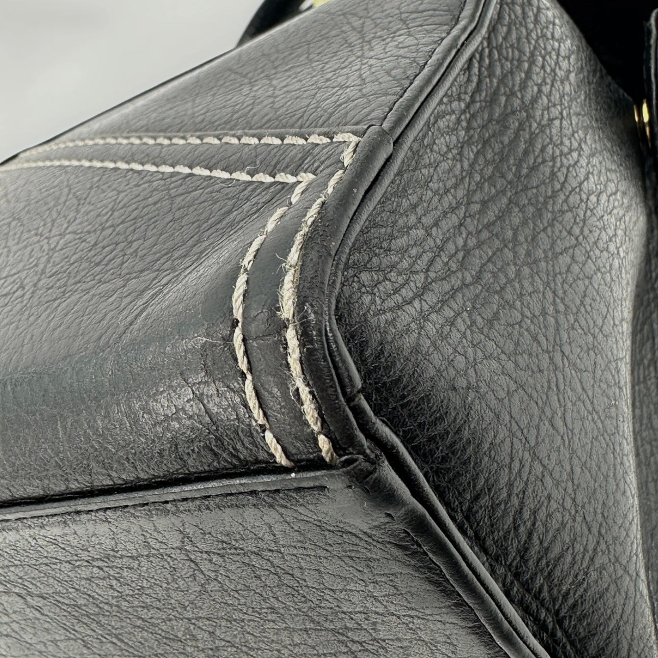 Yves Saint Laurent Hand Tote Stitch Bag Leather Black Vintage