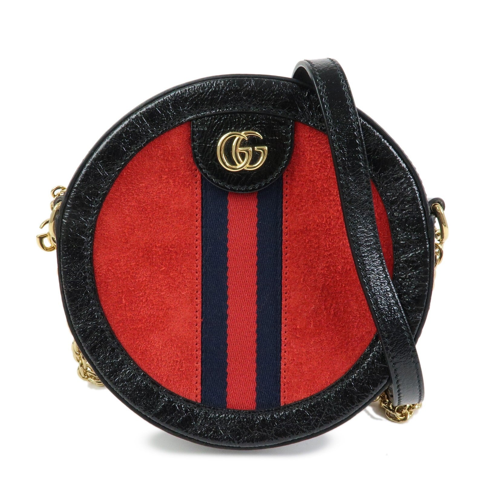 Gucci Shoulder Bag - Red, Black, Suede, Patent Leather