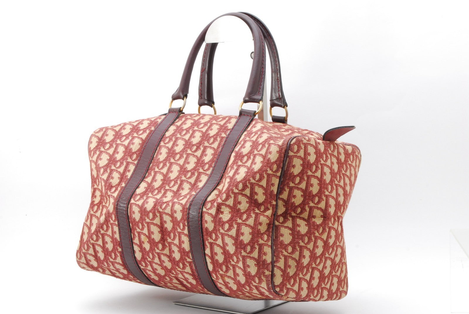 Christian Dior Trotter Boston Handbag - Red Bordeaux, Canvas