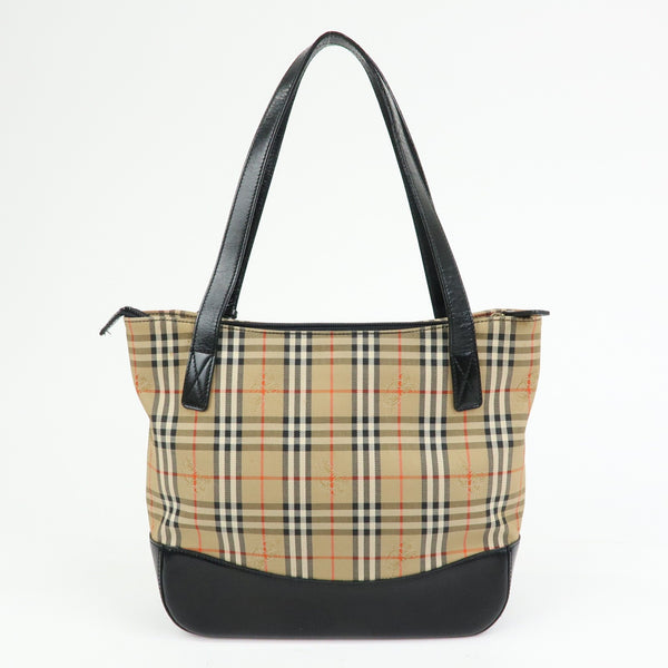 Burberry Nova Plaid Tote Shoulder Bag - Beige, Canvas and Leather