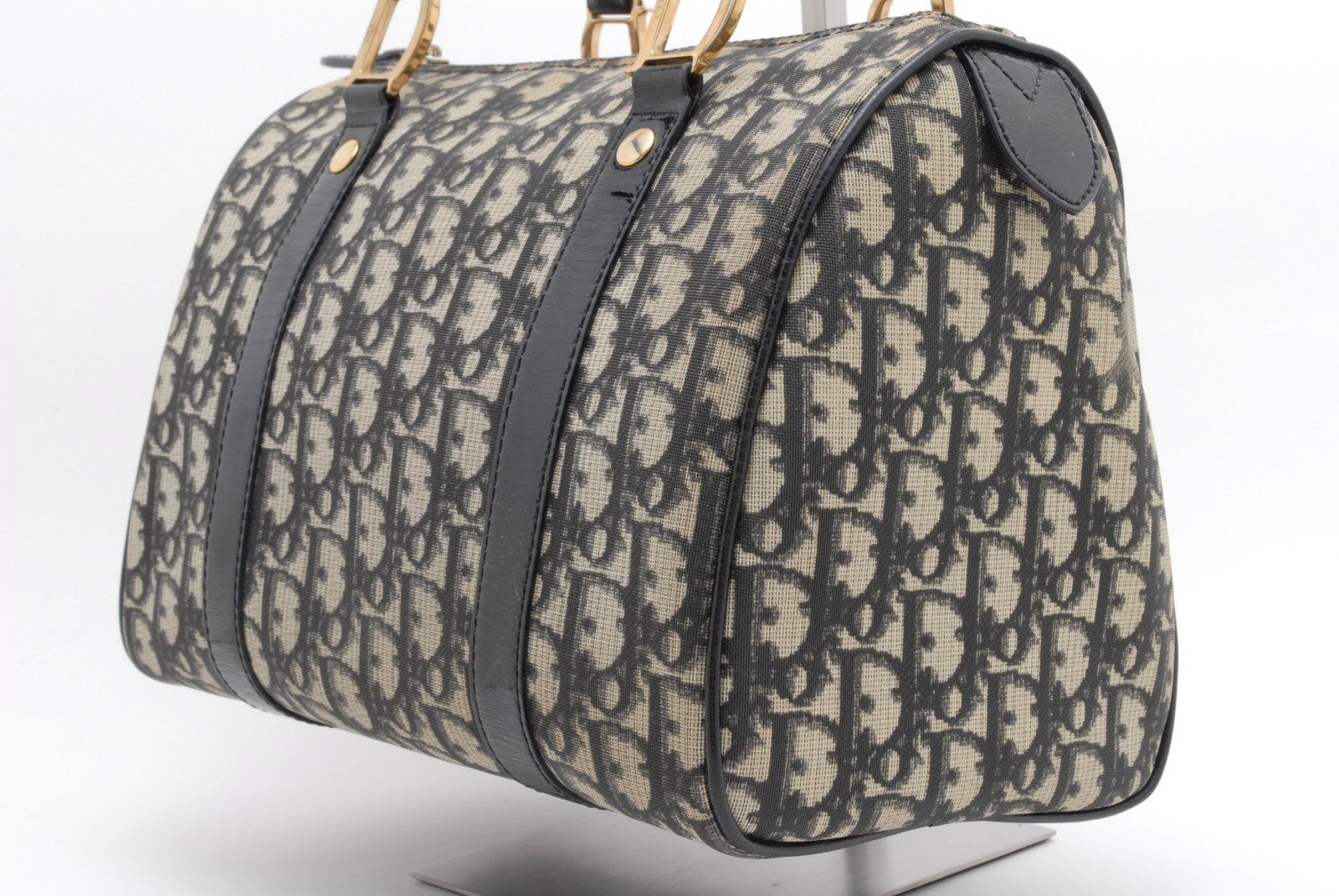 Christian Dior Trotter Boston Hand Bag - Black, Canvas