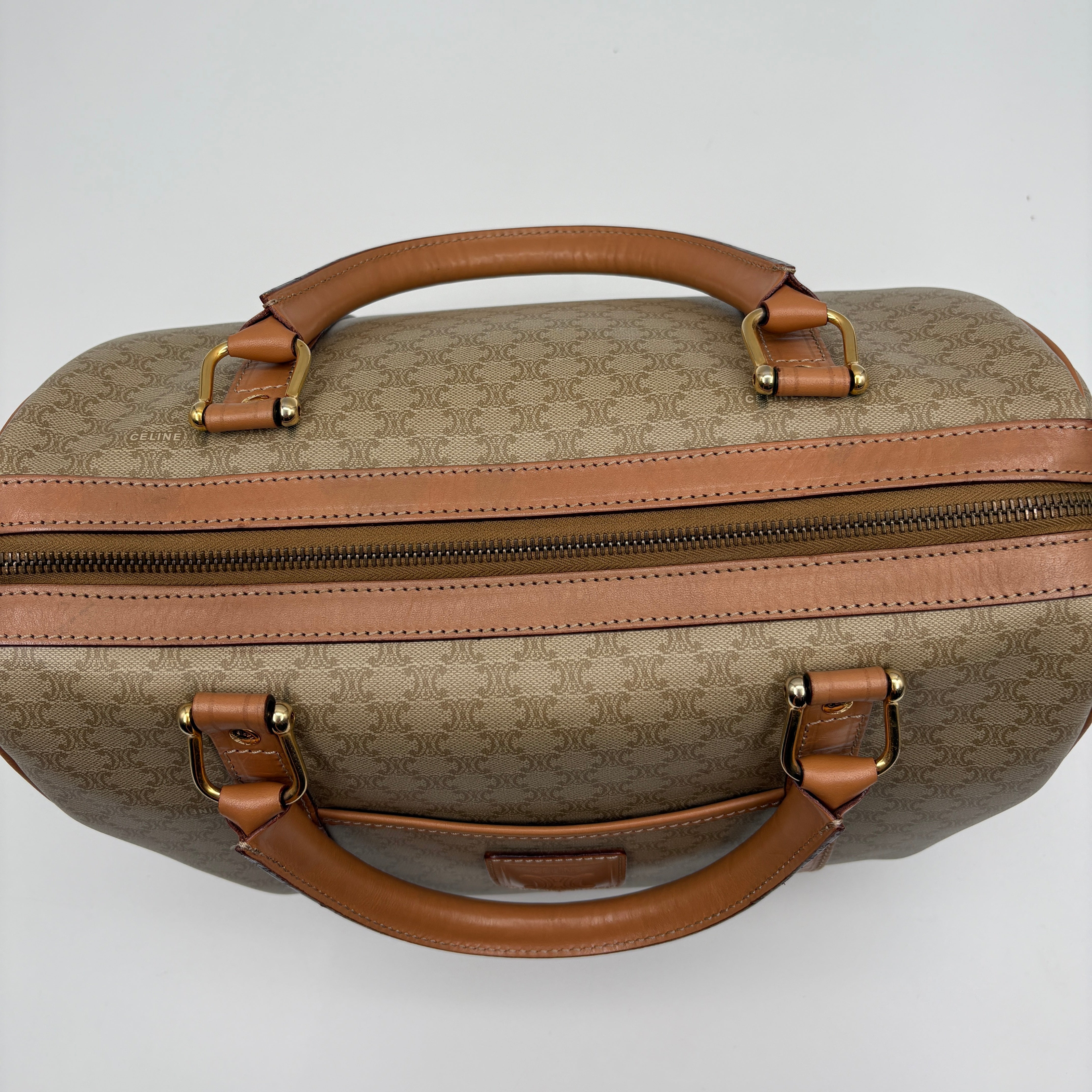 Handbag Mini Boston Bag Macadam Pattern Beige