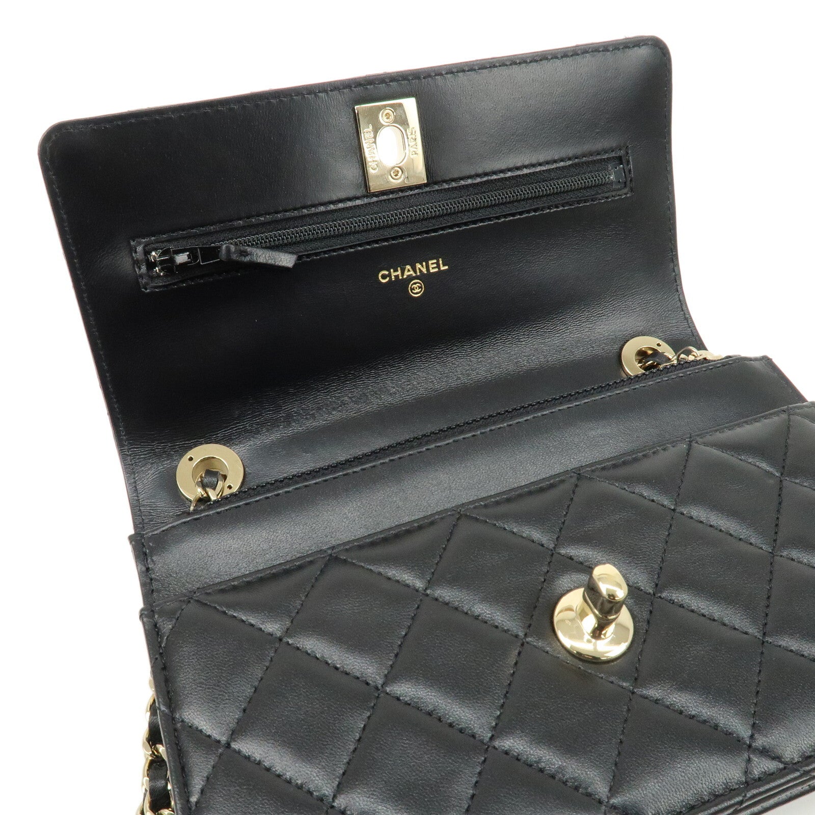 Chanel Matelasse Lamb Skin Trendy CC Chain Shoulder Bag - Black/Gold, Lamb Skin