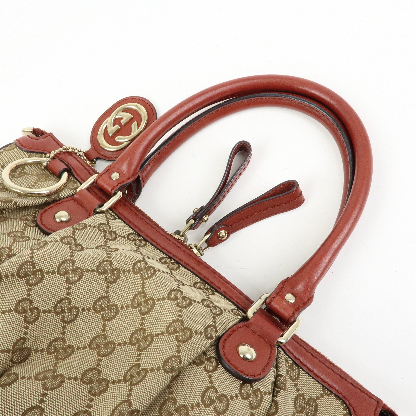 Gucci 2 Way Bag - Beige, Canvas Leather