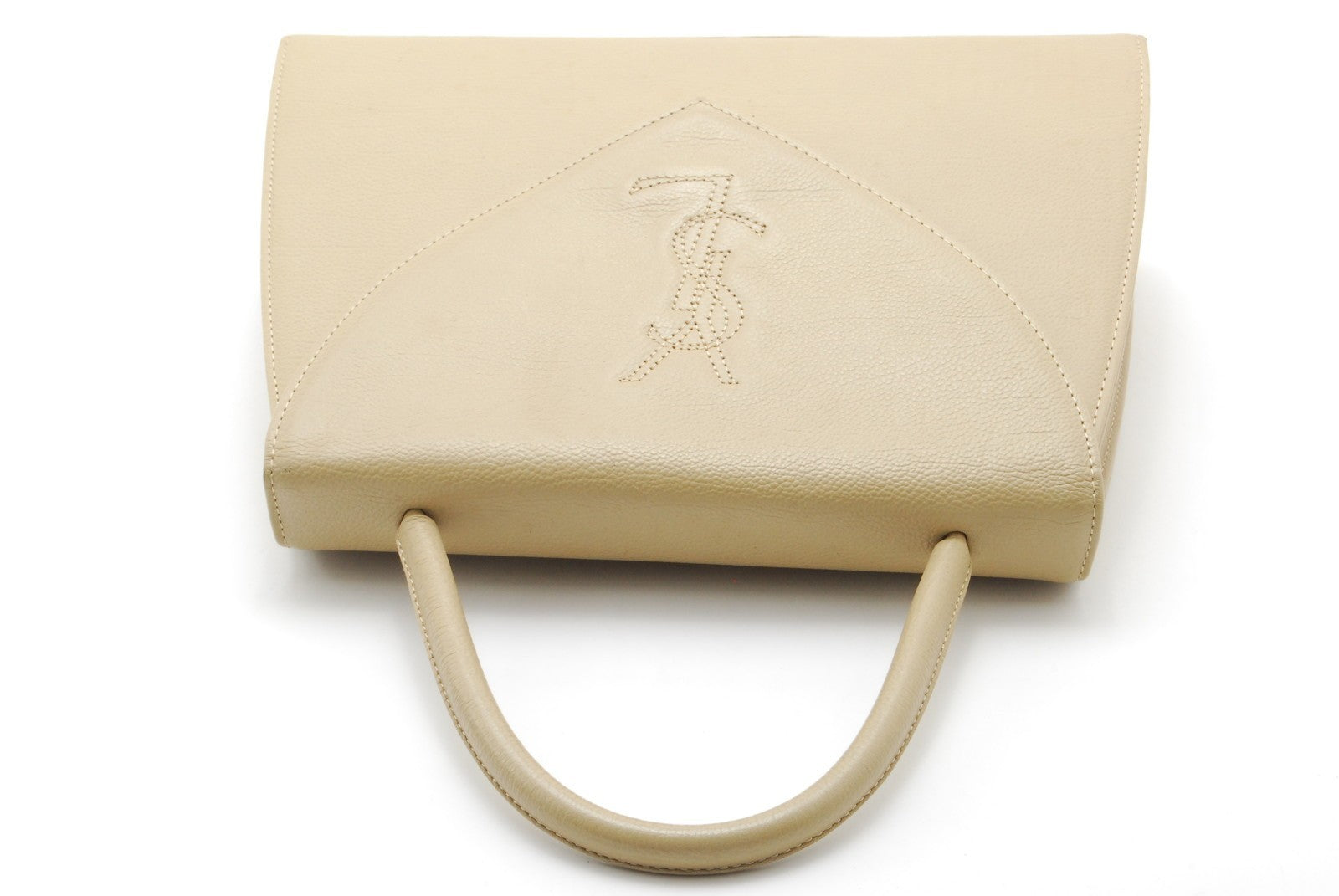 Saint Laurent Vintage Top Hand Bag - Beige, Leather 