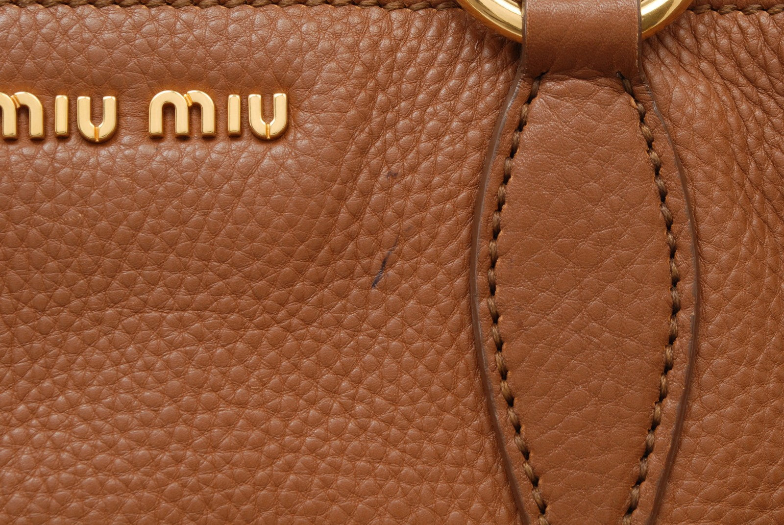Miu Miu Vitello Lux Tote Handbag - Brown, Leather