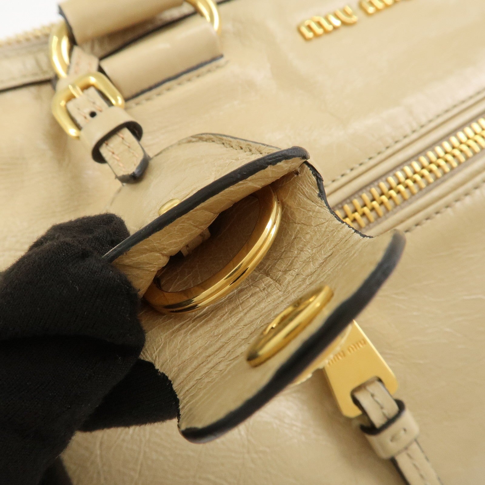 Miu Miu Logo Leather 2Way Bag - Beige, Leather 