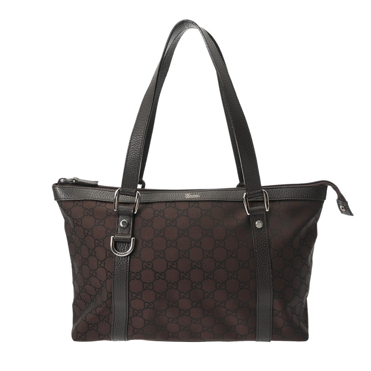 Gucci GG Pattern Tote Bag - Brown, GG Nylon/Leather