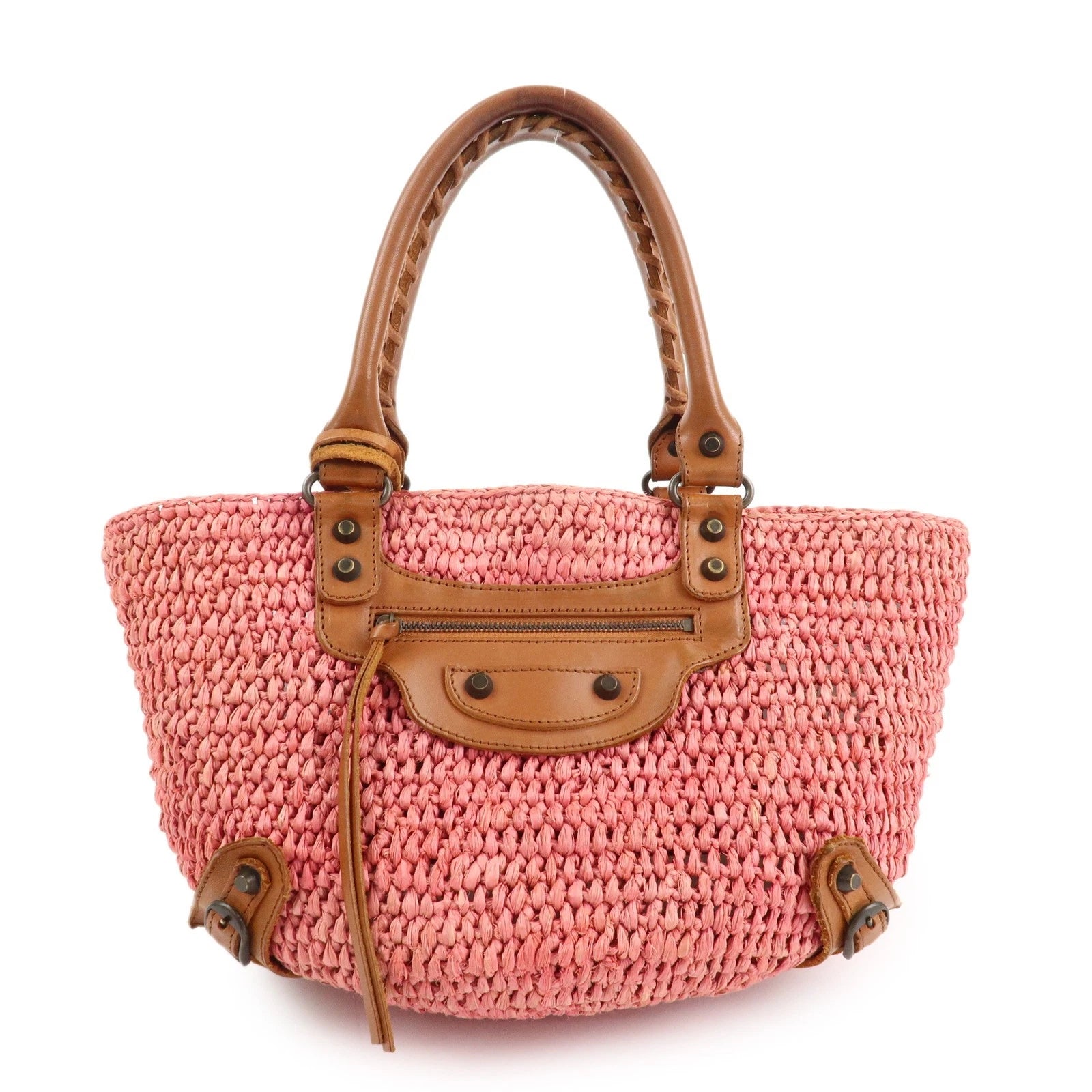 BALENCIAGA Tote Bag - Pink, Straw
