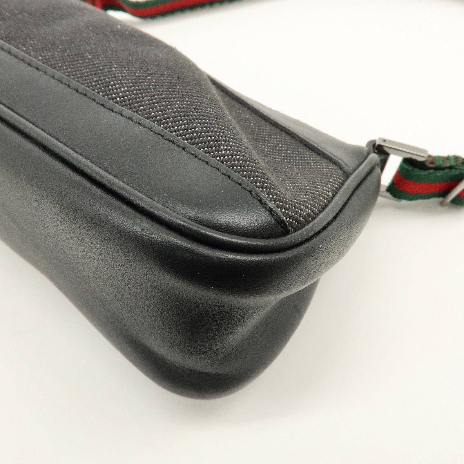 Gucci Hand Bag - Black, Denim, Leather 