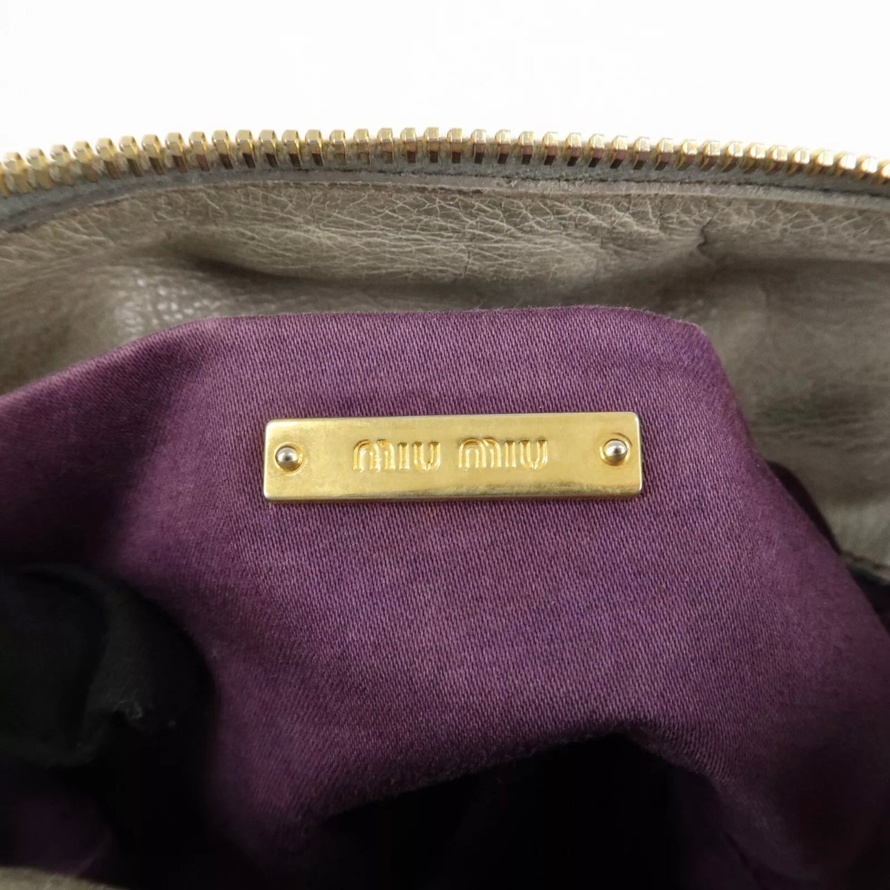 MIU MIU Leather Hand& Shoulder Bag Beige