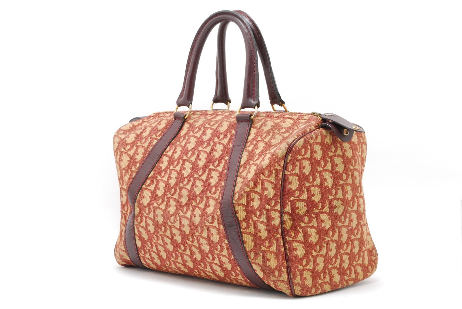 Christian Dior Trotter Boston Handbag - Red Bordeaux, Canvas