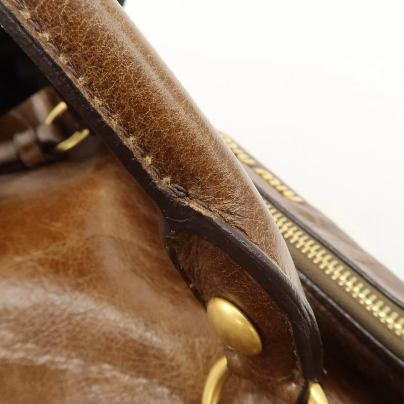 MIU MIU Leather 2Way Bag Shoulder Bag Crossbody Bag Brown
