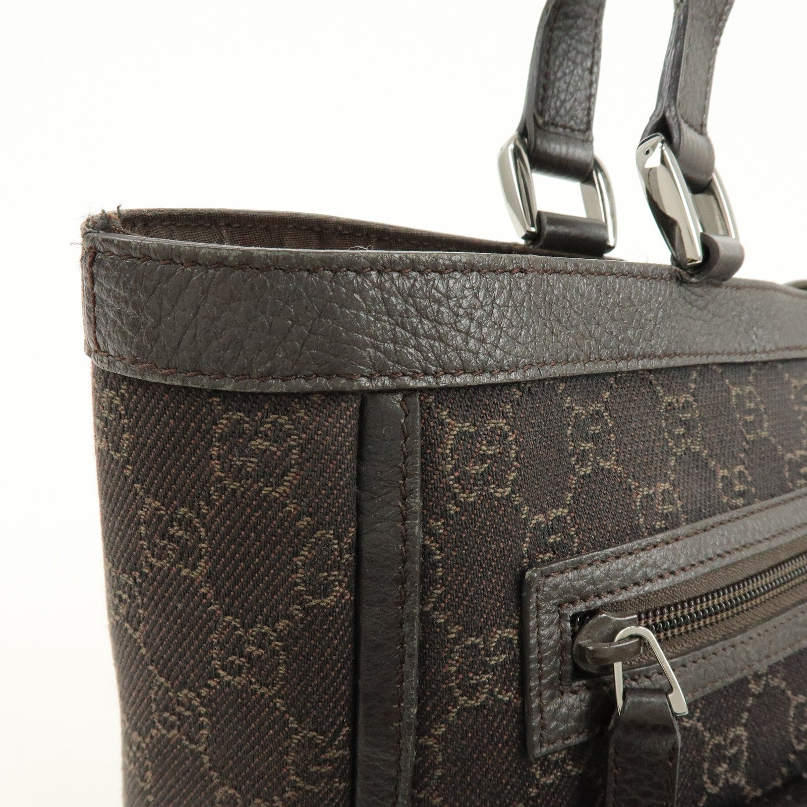 Gucci Abbey Tote Bag - Brown, GG Canvas, Leather