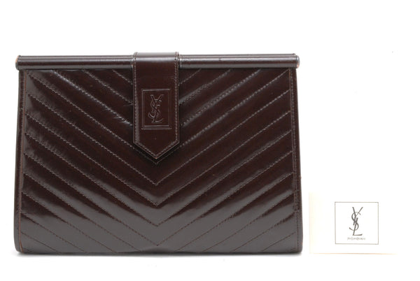 Saint Laurent Yves Saint Laurent Clutch Bag - Dark Brown, Leather