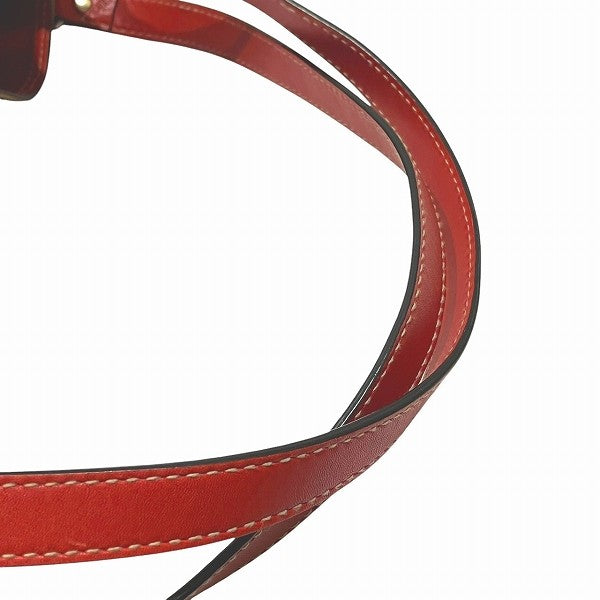 Burberry Tote Bag Shoulder Bag - Brown x Red, Canvas x Leather