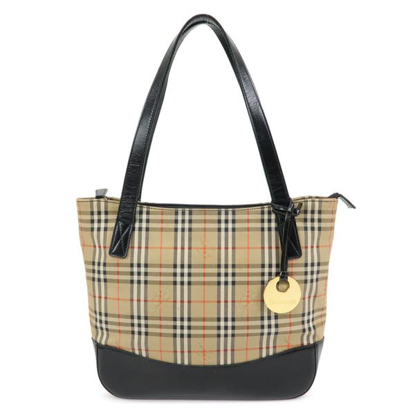 Burberry Nova Plaid Tote Shoulder Bag - Beige, Canvas and Leather