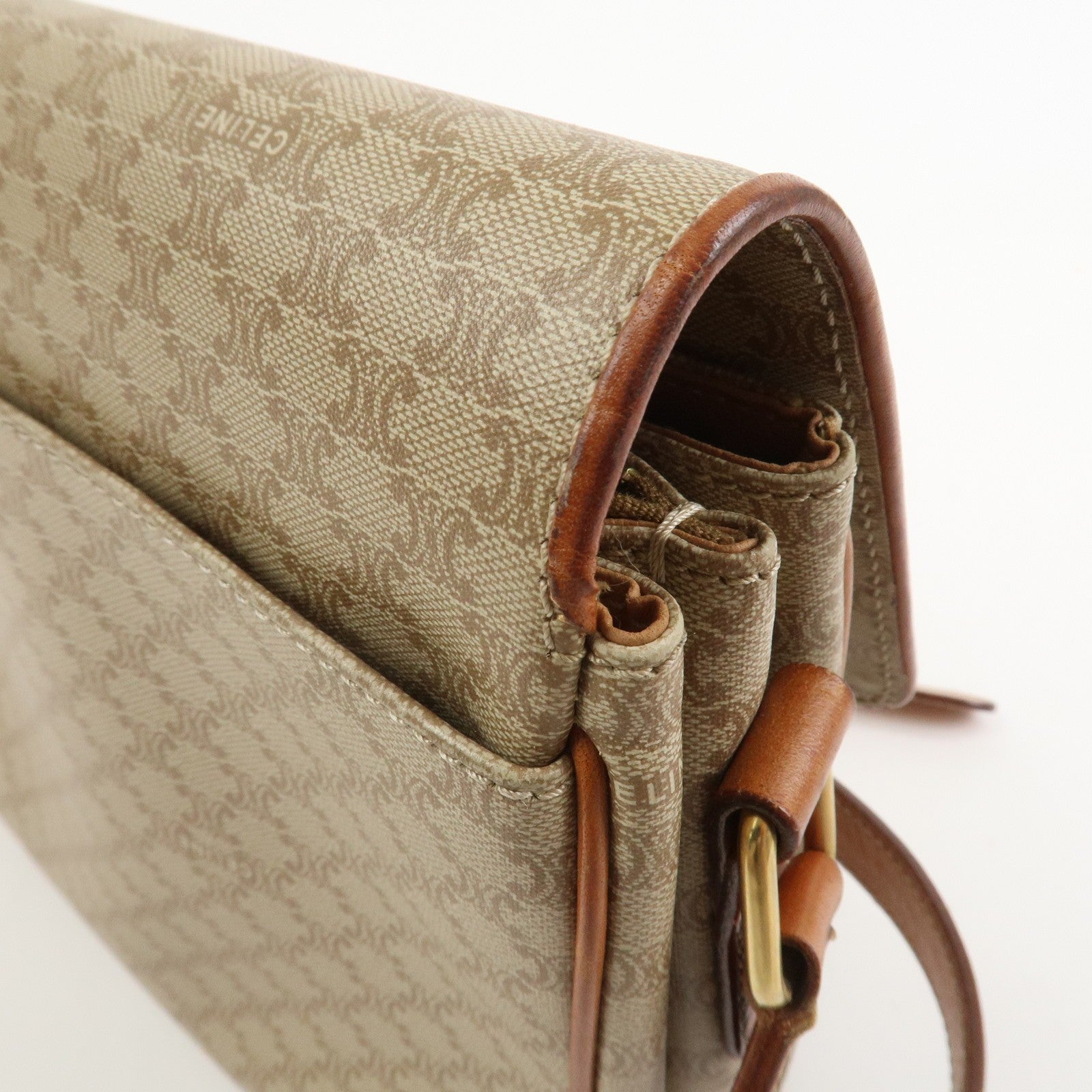 Celine Macadam Shoulder Bag - Beige, PVC Leather 