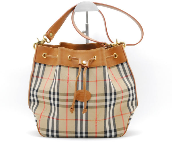 Burberry Burberrys Nova Shoulder Hand Bag - Beige, Canvas