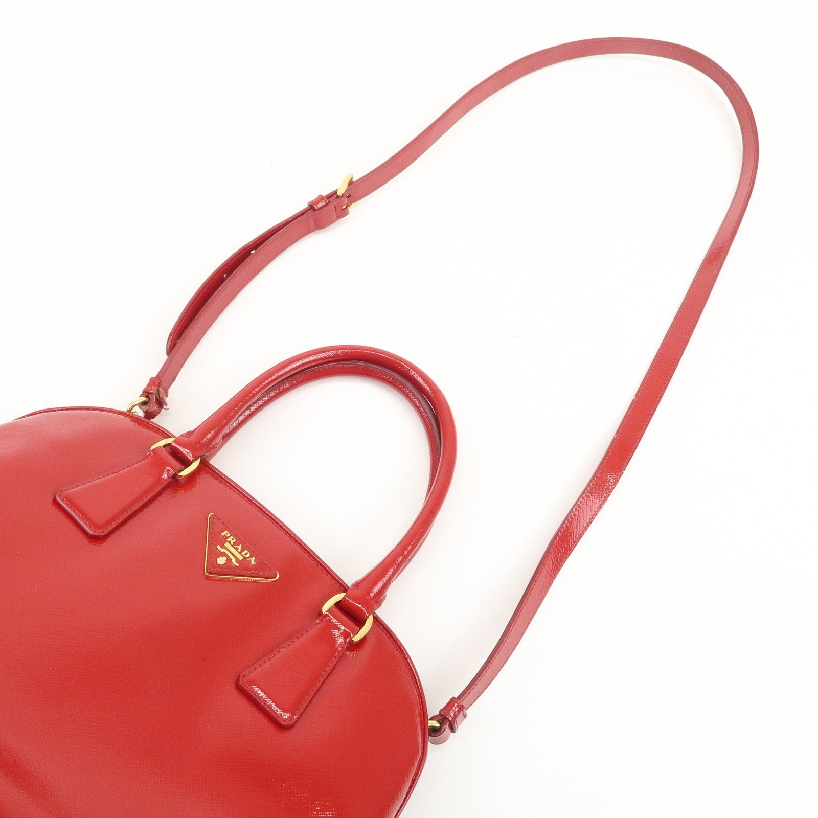 Prada BN2567 Hand Bag - Red, Patent Leather 