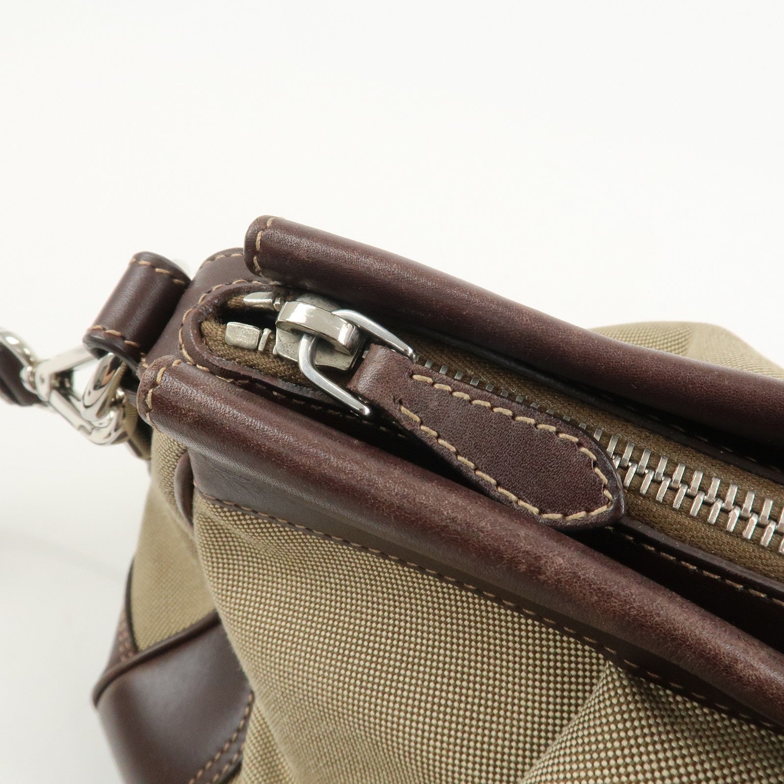 Prada Logo 2Way Shoulder Hand Bag - Brown, Canvas and Leather