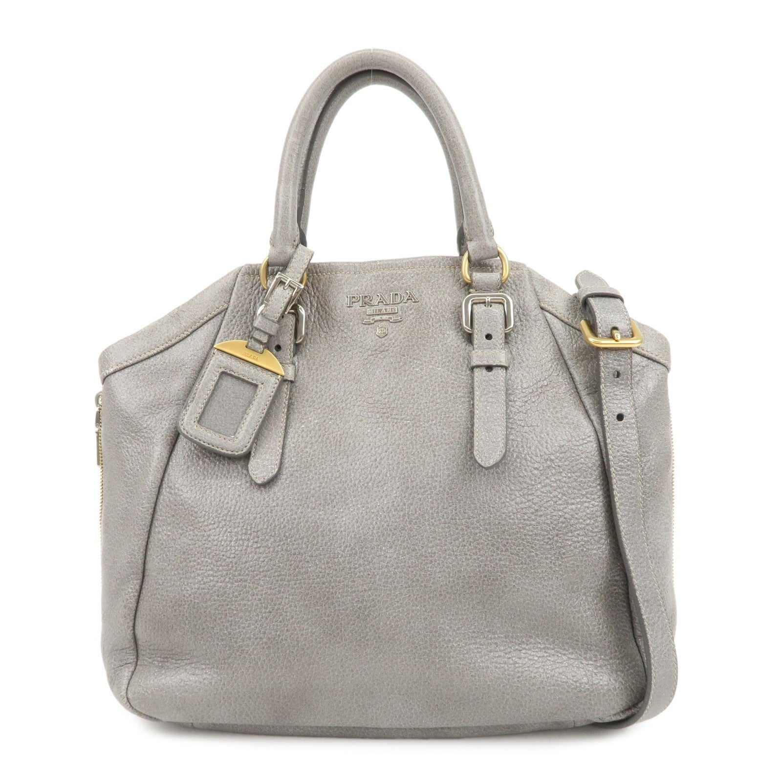 Prada Hand Bag - Gray, Leather