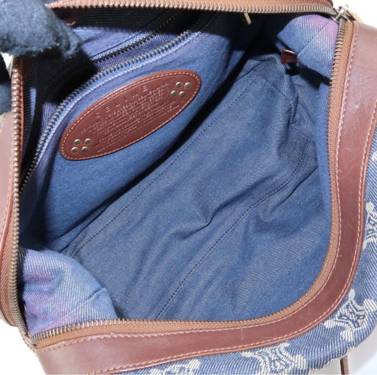 Celine Macadam Shoulder Bag - Blue, Denim and Leather